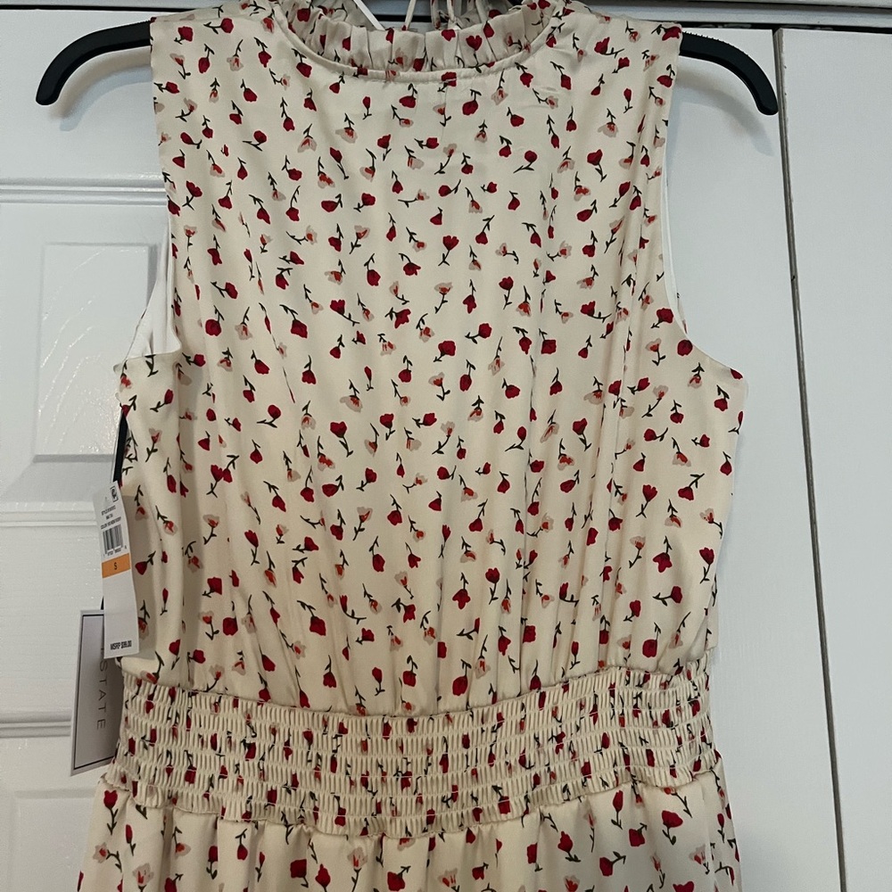 1. State Cream and Red Floral Maxi Dress